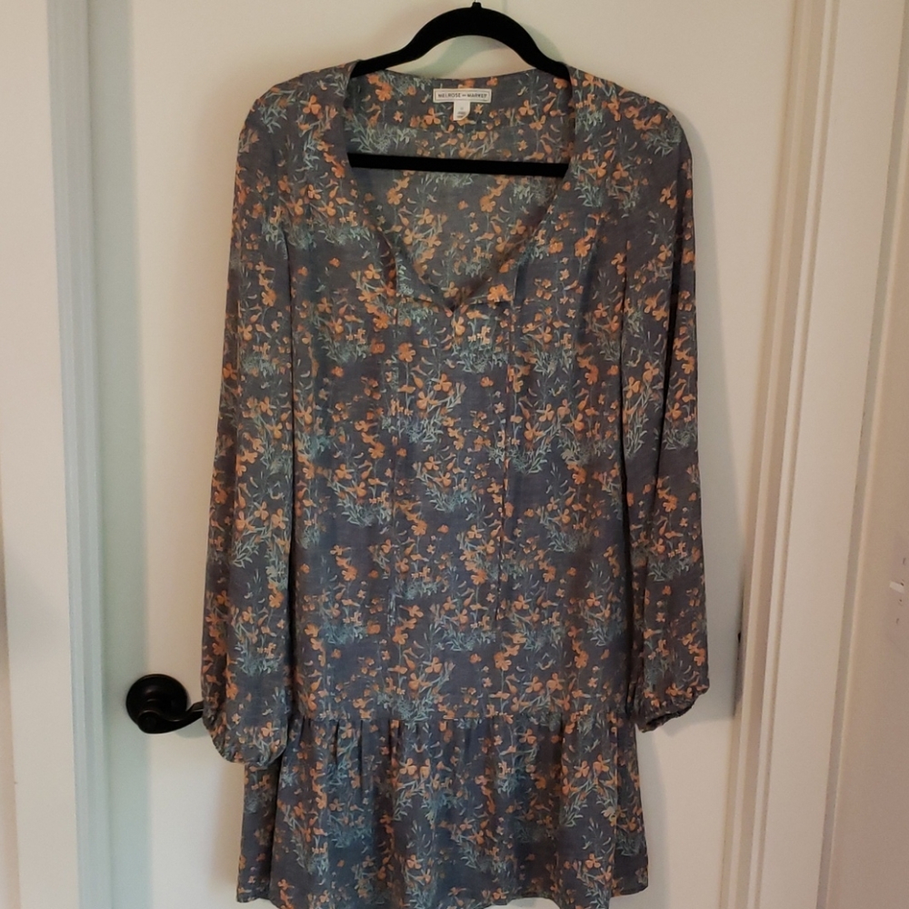 Flowy floral tunic peasanty dress, size M